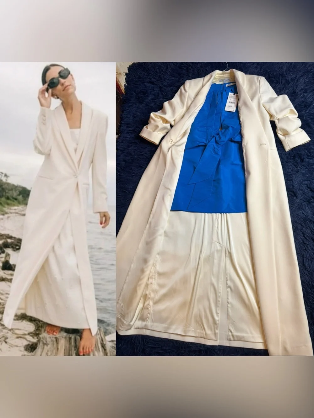 Antonio Melani X Elizabeth Damrich Cocktail Crepe Long Sleeve Full-Length Coat.